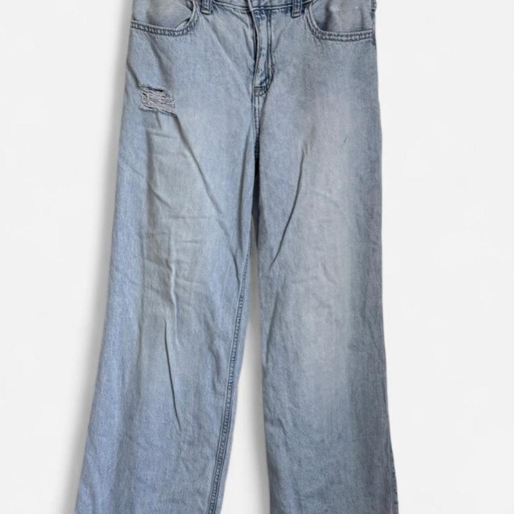 Abercrombie Kids Light Wash Distressed Wide Leg Jeans Size 13/14